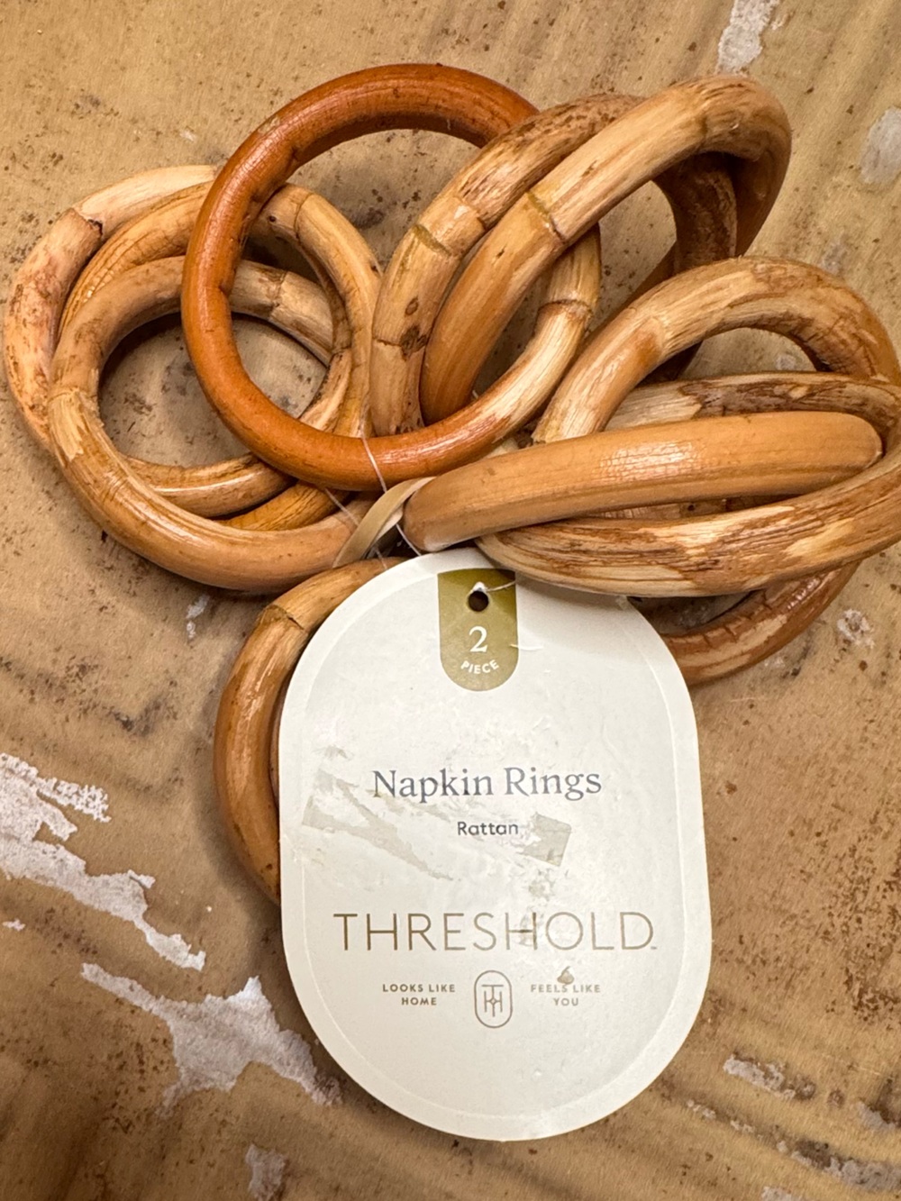 Threshold Rattan Napkin Rings - Natural Brown 4 Pack